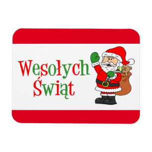 Flexible Wesolych Swiat Magnet de Noël polonais
