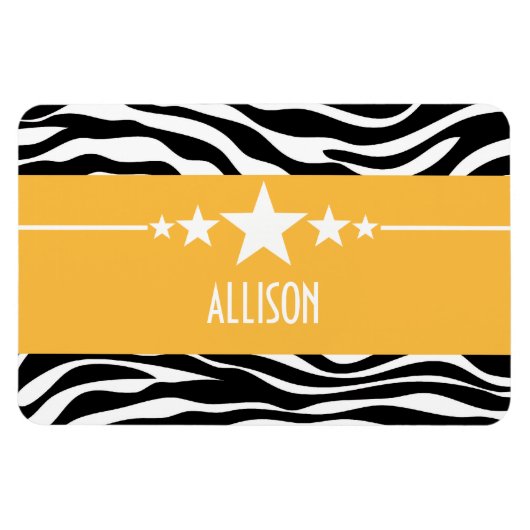 Flexible Yellow Sassy Star Zebra Premium Magnet (Horizontal)