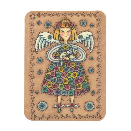 Flexible Yo Yo Quilt Angel MAGNET Primitive (Vertical)