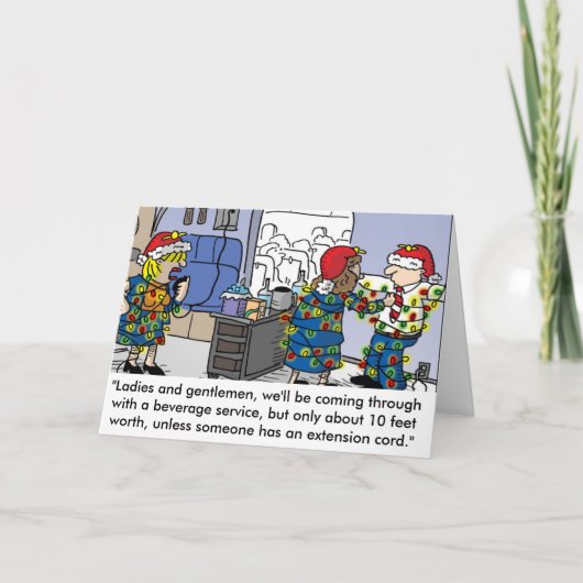 Flight Attendant Christmas Lights Wenskaart Feestdagen Kaart (Voorkant)