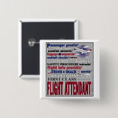 Flight Attendant Pin Vierkante Button 5,1 Cm (Voorkant /achterkant)