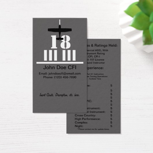 Flight Instructor Business / Resume Kaart (Bureau)