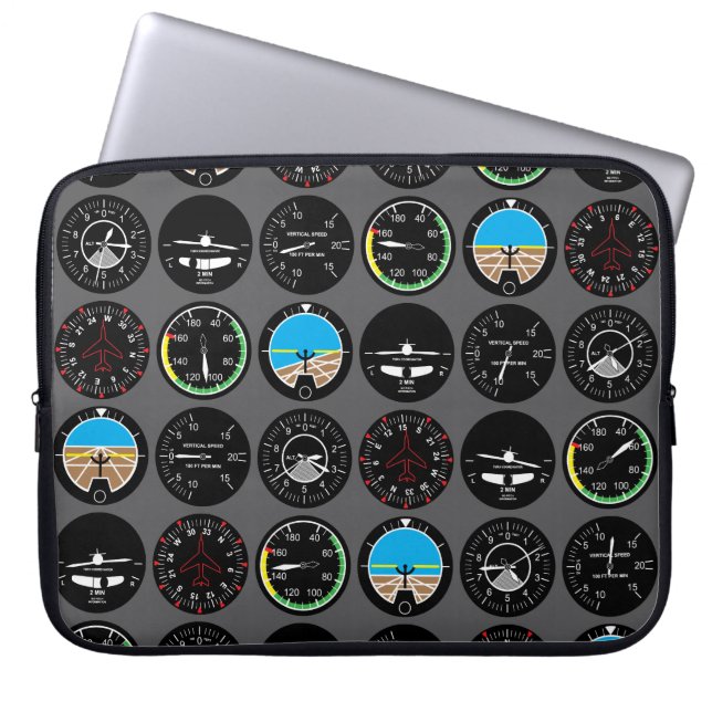 Flight Instruments Laptop Sleeve (Voorkant)