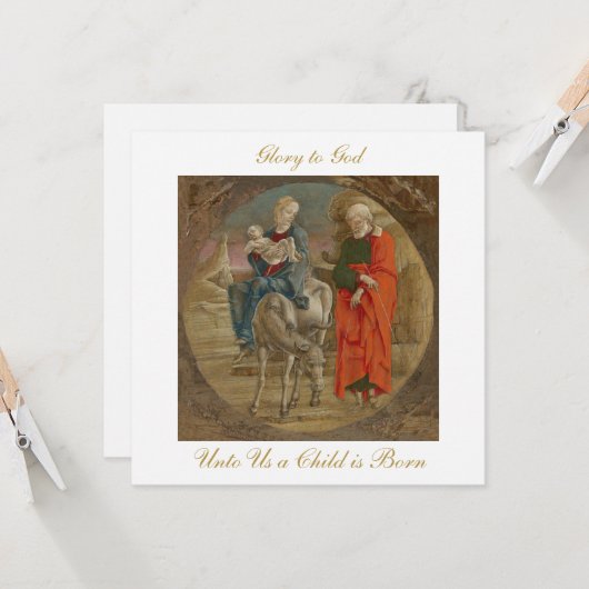 Flight into Egypt Christian Christmas Greeting Kaart (Voorkant / Achterkant in situ)