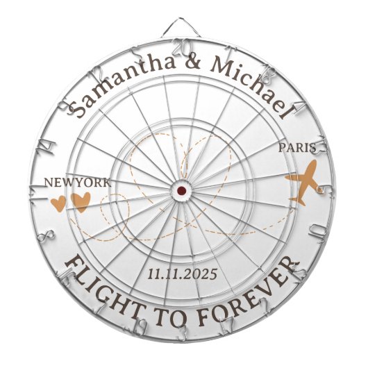 Flight Plane Travelling board Wedding Dartbord (Voorkant)