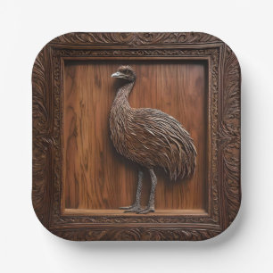 Flightless Wonders: Australische Emu Houtprint, Papieren Bordje