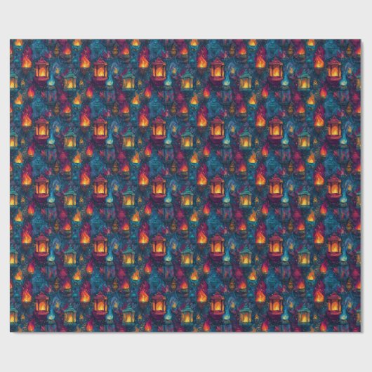 Flikkerende fakkels en lantaarns D & D-verlichting Cadeaupapier (Vlak)