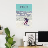 Flims Ski Resort Travel Poster (Bureau à domicile)
