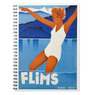 Flims Zwitserland Vintage Travel Poster teruggezet Notitieboek