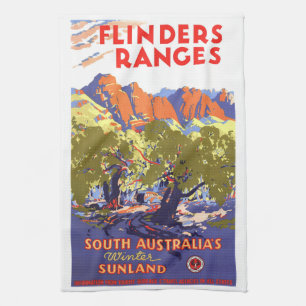 Flinders Ranges Vintage Travel Poster Australië Theedoek