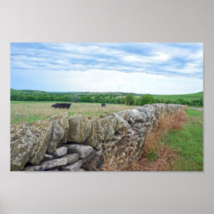 Flint Hills, Kansas, gestapelde Stone Fence Poster