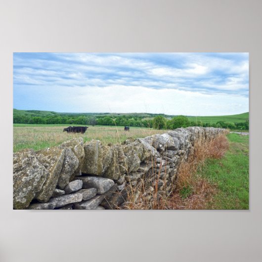 Flint Hills, Kansas, gestapelde Stone Fence Poster (Voorkant)