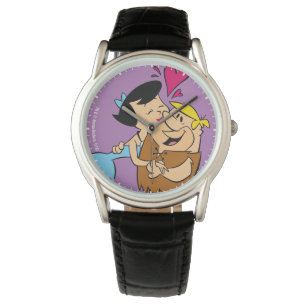 Flintstenen   Betty Kissing Barney Horloge