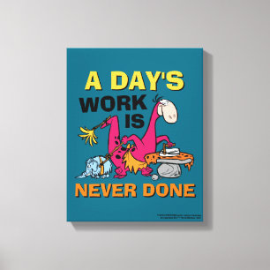 Flintstenen   Dino Cleaning House Canvas Afdruk