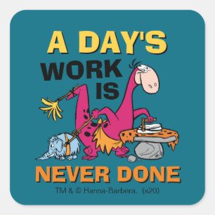 Flintstenen Dino Cleaning House Vierkante Sticker