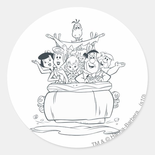 Flintstenen families1 ronde sticker (Voorkant)