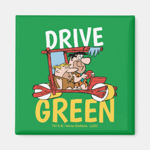 Flintstenen   Fred & Barney - Drive Green Magneet