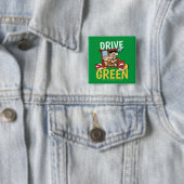 Flintstenen | Fred & Barney - Drive Green Vierkante Button 5,1 Cm (In situ)