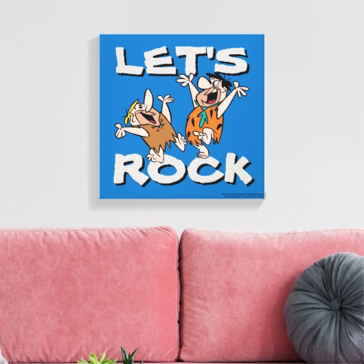 Flintstenen | Fred & Barney - Let's Rock Canvas Afdruk (Insitu (Woonkamer))