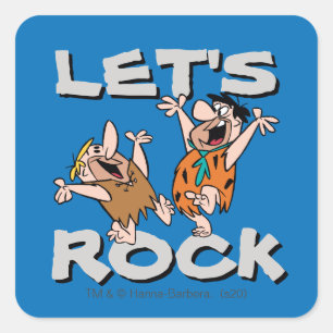 Flintstenen Fred & Barney - Let's Rock Vierkante Sticker