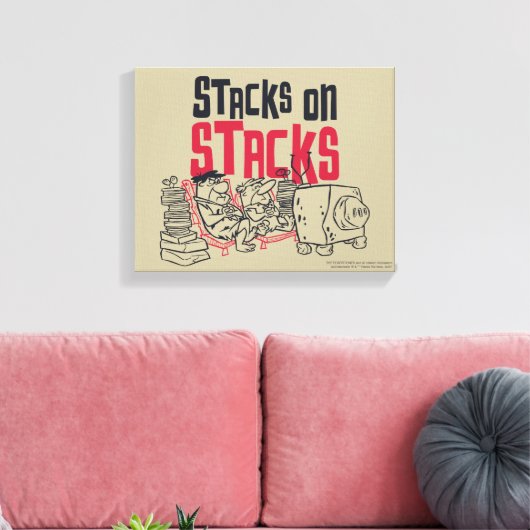 Flintstenen | Fred & Barney - Stacks op stapels Canvas Afdruk (Insitu (Woonkamer))