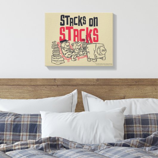 Flintstenen | Fred & Barney - Stacks op stapels Canvas Afdruk (Insitu (Slaapkamer))