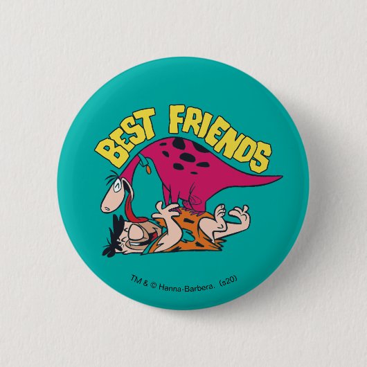 Flintstenen | Fred & Dino - Beste vrienden Ronde Button 5,7 Cm (Voorkant)