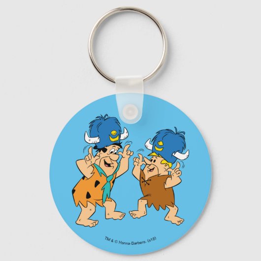 Flintstenen | Fred- en Barney-waterbuffels Sleutelhanger (Voorkant)