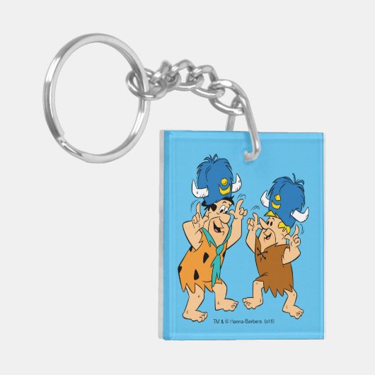 Flintstenen | Fred- en Barney-waterbuffels Sleutelhanger (Voorkant Links)