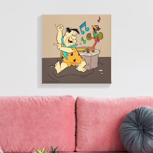 Flintstenen | Fred Flintstone Dancing Canvas Afdruk (Insitu (Woonkamer))
