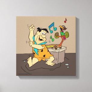 Flintstenen   Fred Flintstone Dancing Canvas Afdruk