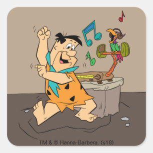 Flintstenen Fred Flintstone Dancing Vierkante Sticker