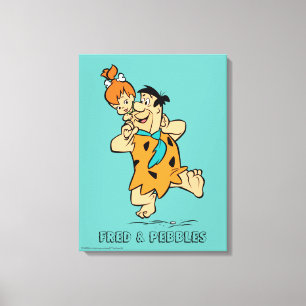 Flintstenen   Fred & Pebbles Flintstone Canvas Afdruk