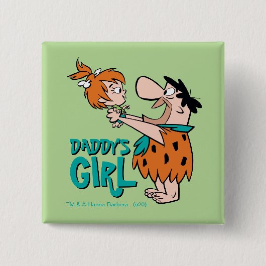 Flintstenen | Fred & Pebbles - Papa's meisje Vierkante Button 5,1 Cm (Voorkant)