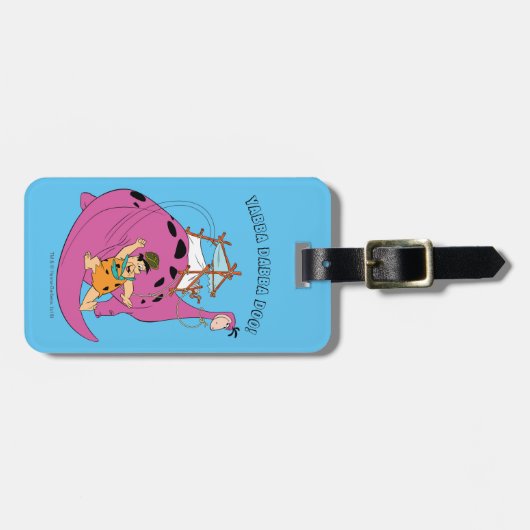 Flintstenen | Fred Sliding Down Tail Bagagelabel (Voorkant horizontaal)