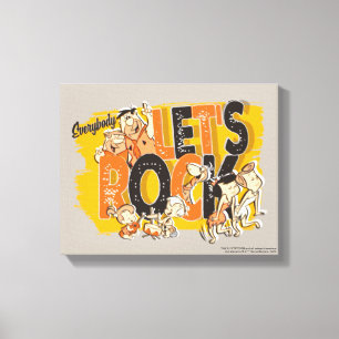 Flintstenen Iedereen Let's Rock Canvas Afdruk
