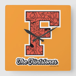 Flintstenen   Monogram voor leesbare stijl Vierkante Klok