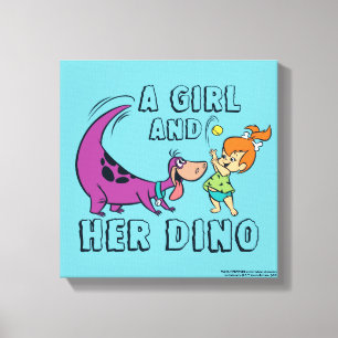 Flintstenen   Pebbles & Dino Play Ball Canvas Afdruk