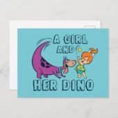 Flintstenen | Pebbles & Dino Play Ball Uitnodiging Briefkaart (Voorkant / Achterkant)