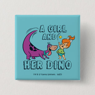 Flintstenen   Pebbles & Dino Play Ball Vierkante Button 5,1 Cm