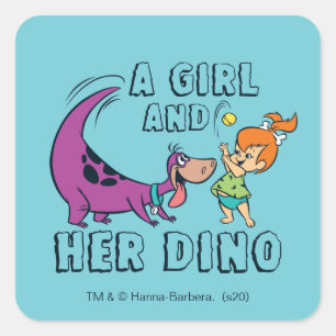 Flintstenen   Pebbles & Dino Play Ball Vierkante Sticker