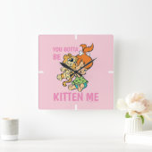 Flintstenen | Pebbles & Haar tijger Vierkante Klok (Huis)