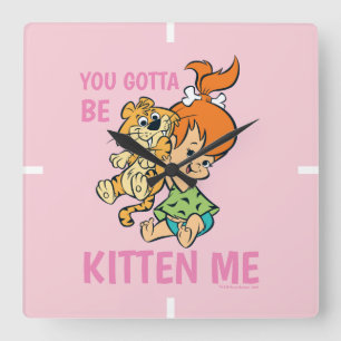 Flintstenen   Pebbles & Haar tijger Vierkante Klok