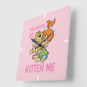 Flintstenen | Pebbles & Haar tijger Vierkante Klok (Hoek)