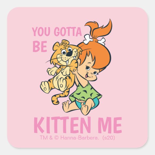 Flintstenen | Pebbles & Haar tijger Vierkante Sticker (Voorkant)