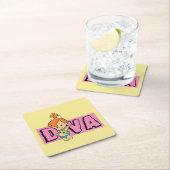 Flintstenen | Pebbles - Little Diva Vierkante Kartonnen Onderzetter (Insitu)