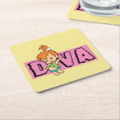 Flintstenen | Pebbles - Little Diva Vierkante Kartonnen Onderzetter (Schuin)