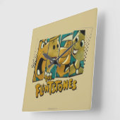 Flintstenen | Retro Comic Character Panels Vierkante Klok (Hoek)