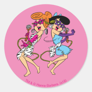 Flintstenen   Wilma & Betty Rock Stars Ronde Sticker