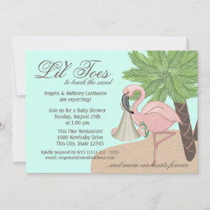 Flip Flop and Flamingo Baby shower Kaart